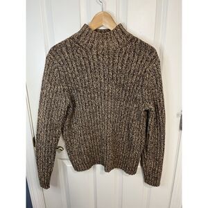 Vintage 2002 Gap Thick Rib Knit Mock Neck Brown Pullover Sweater Size Small